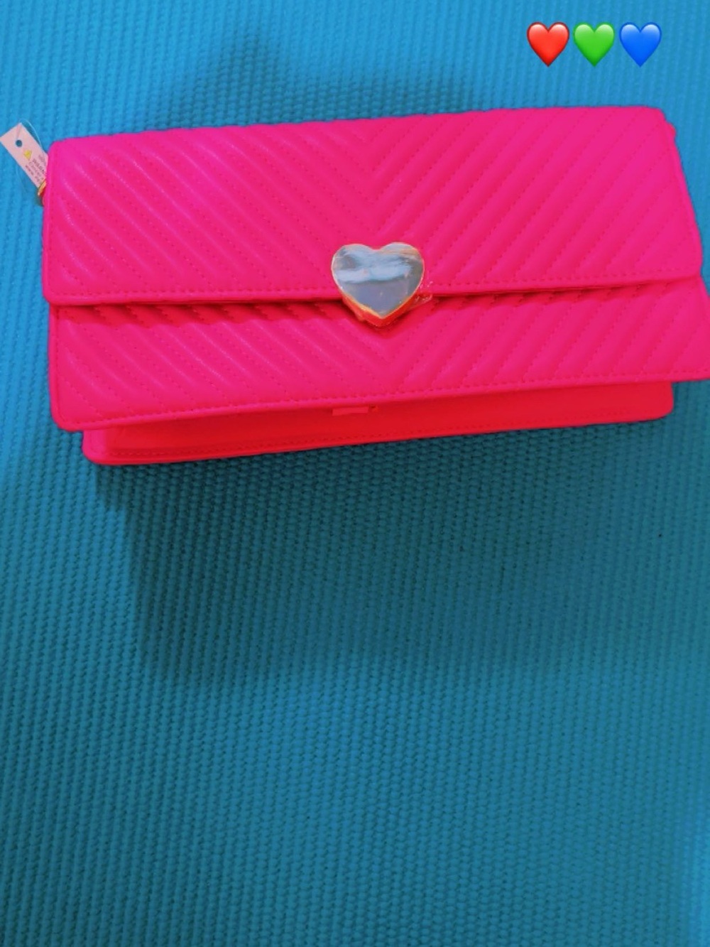 Hot Pink Quilted Heart-Clasp Wallet Clutch